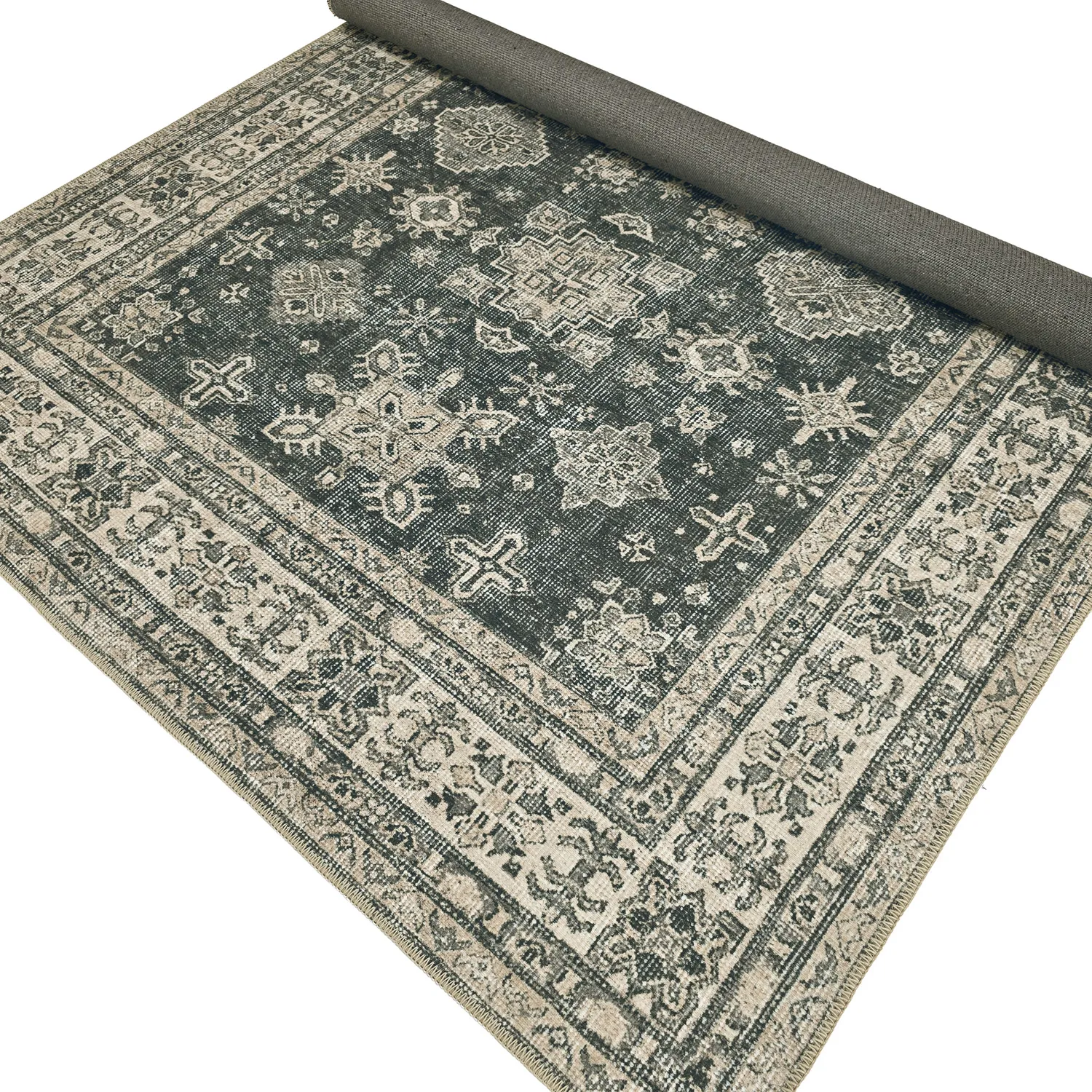 Fladvævet tæppe - Zuleina (grøn)