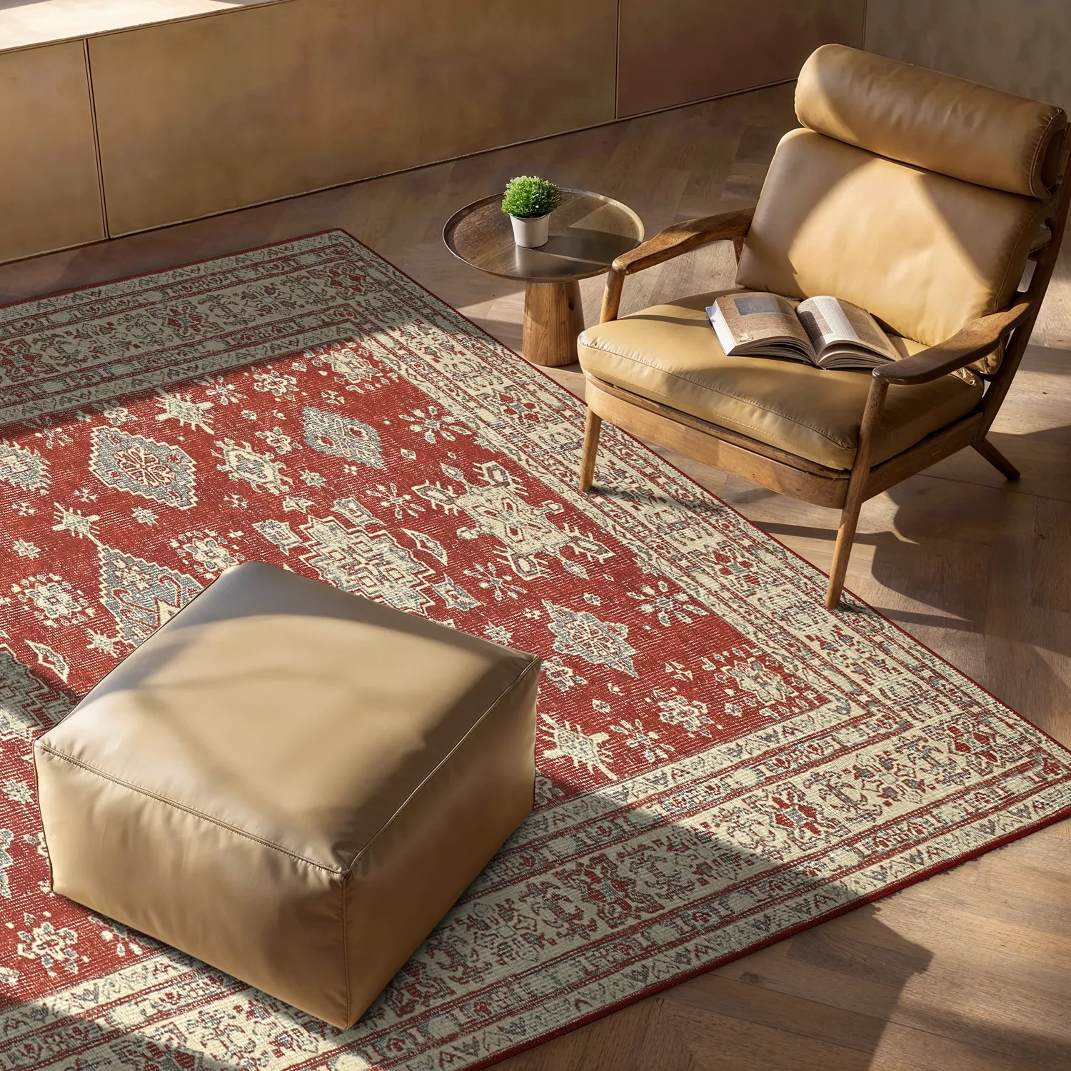 Fladvævet tæppe - Zuleina (rød)