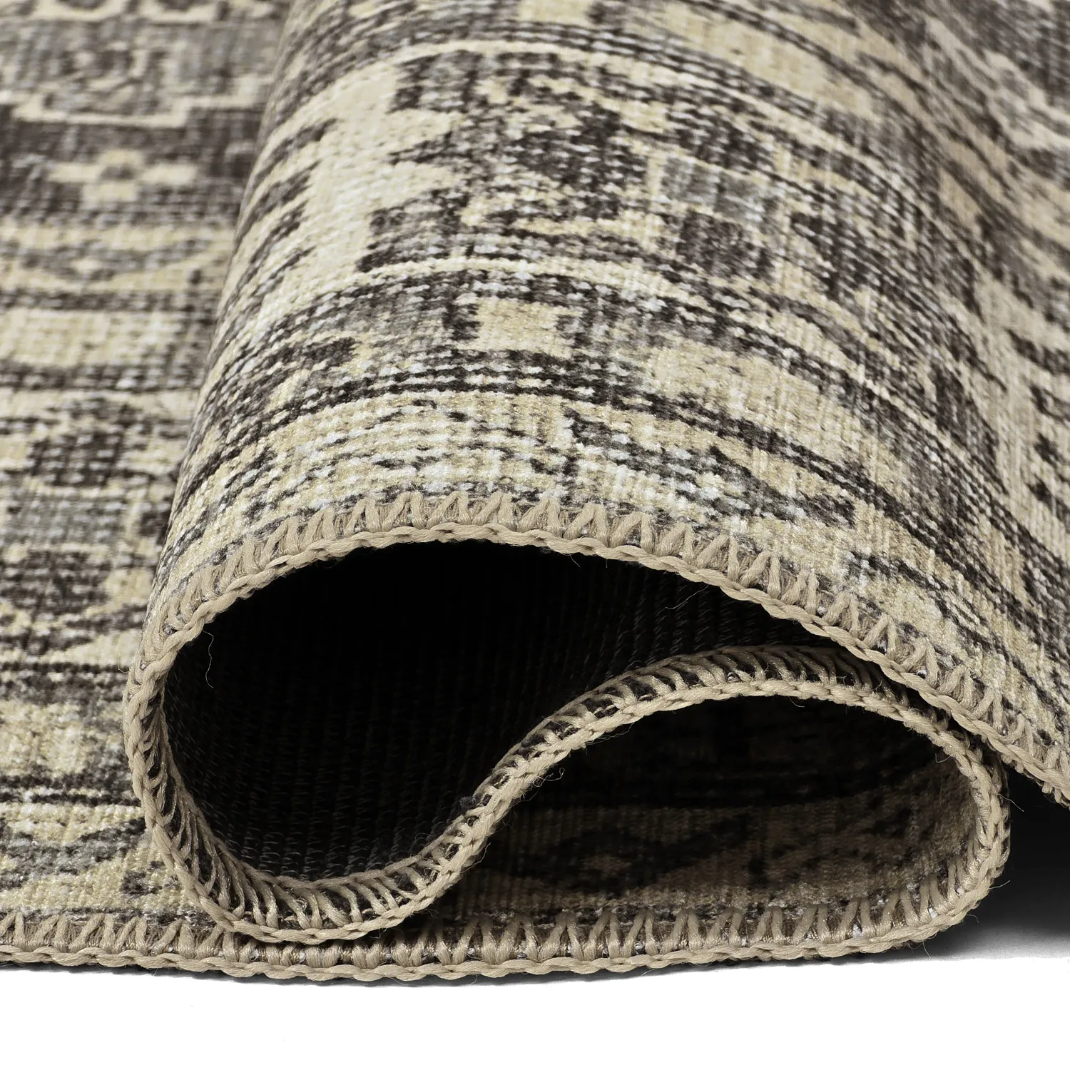 Fladvævet tæppe - Zuleina (mørkegrå)