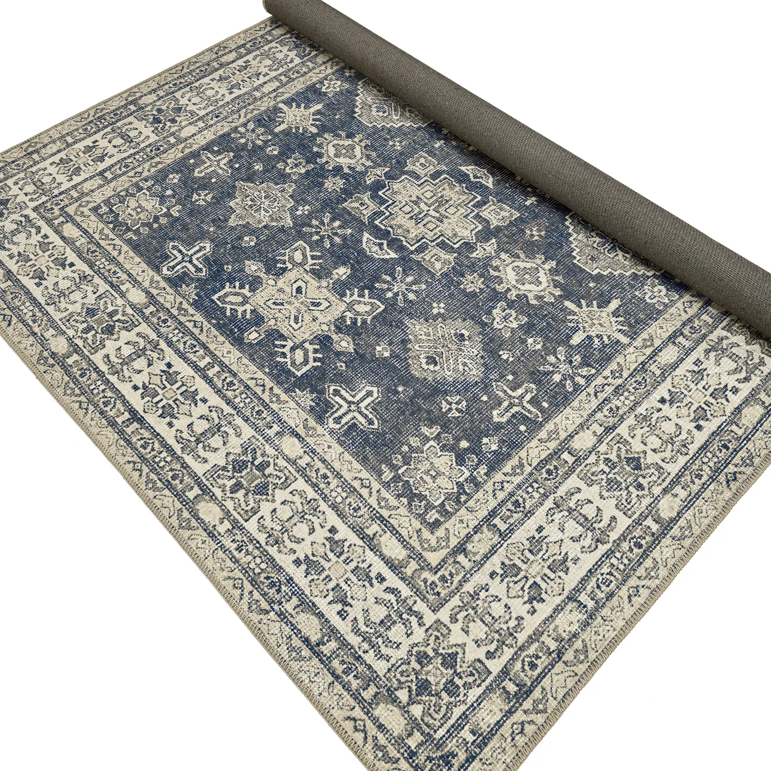 Fladvævet tæppe - Zuleina (mørkegrå)