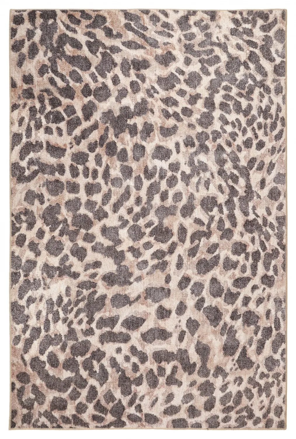 Fladvævet tæppe - Cheetah (beige/sort)