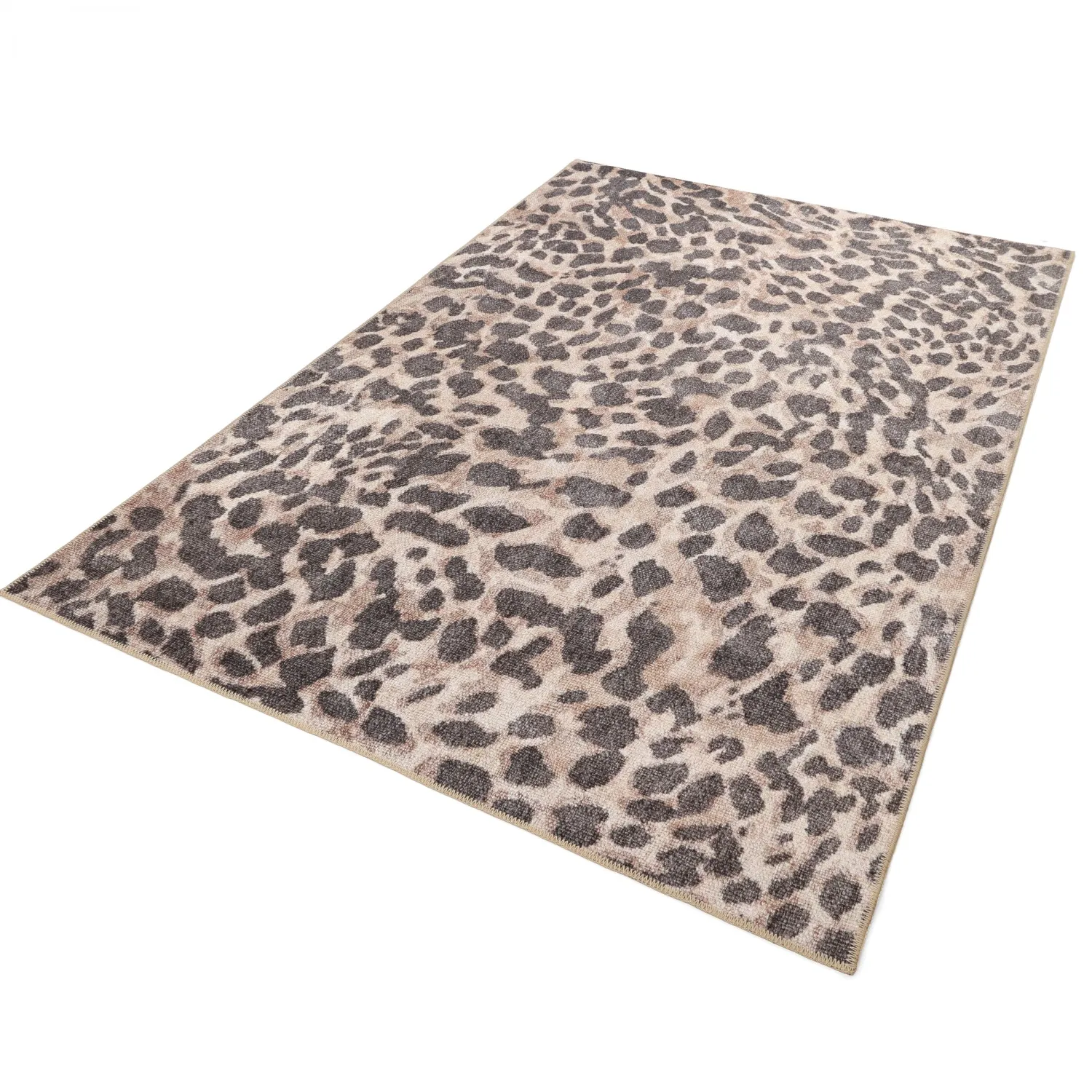 Fladvævet tæppe - Cheetah (beige/sort)