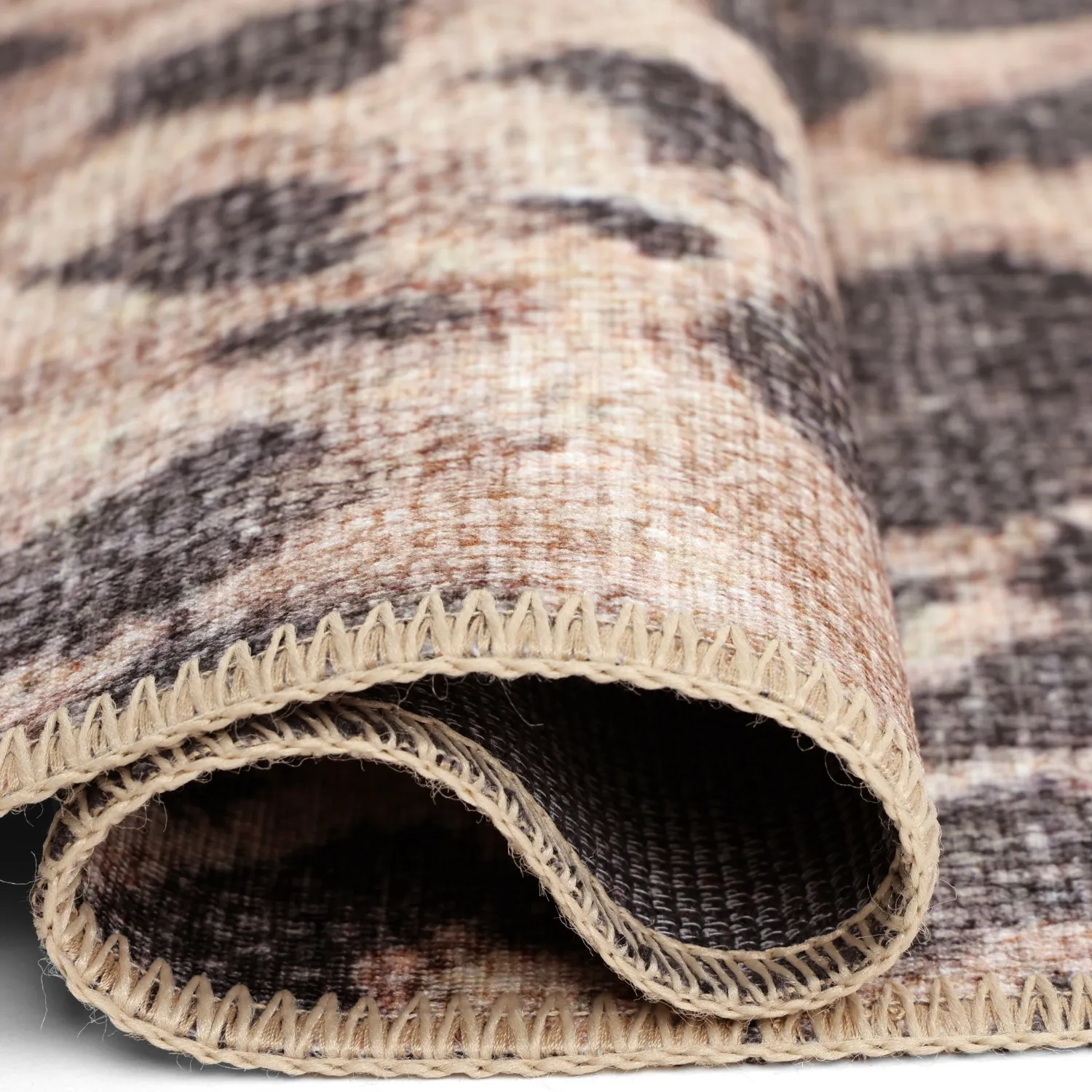 Fladvævet tæppe - Cheetah (beige/sort)