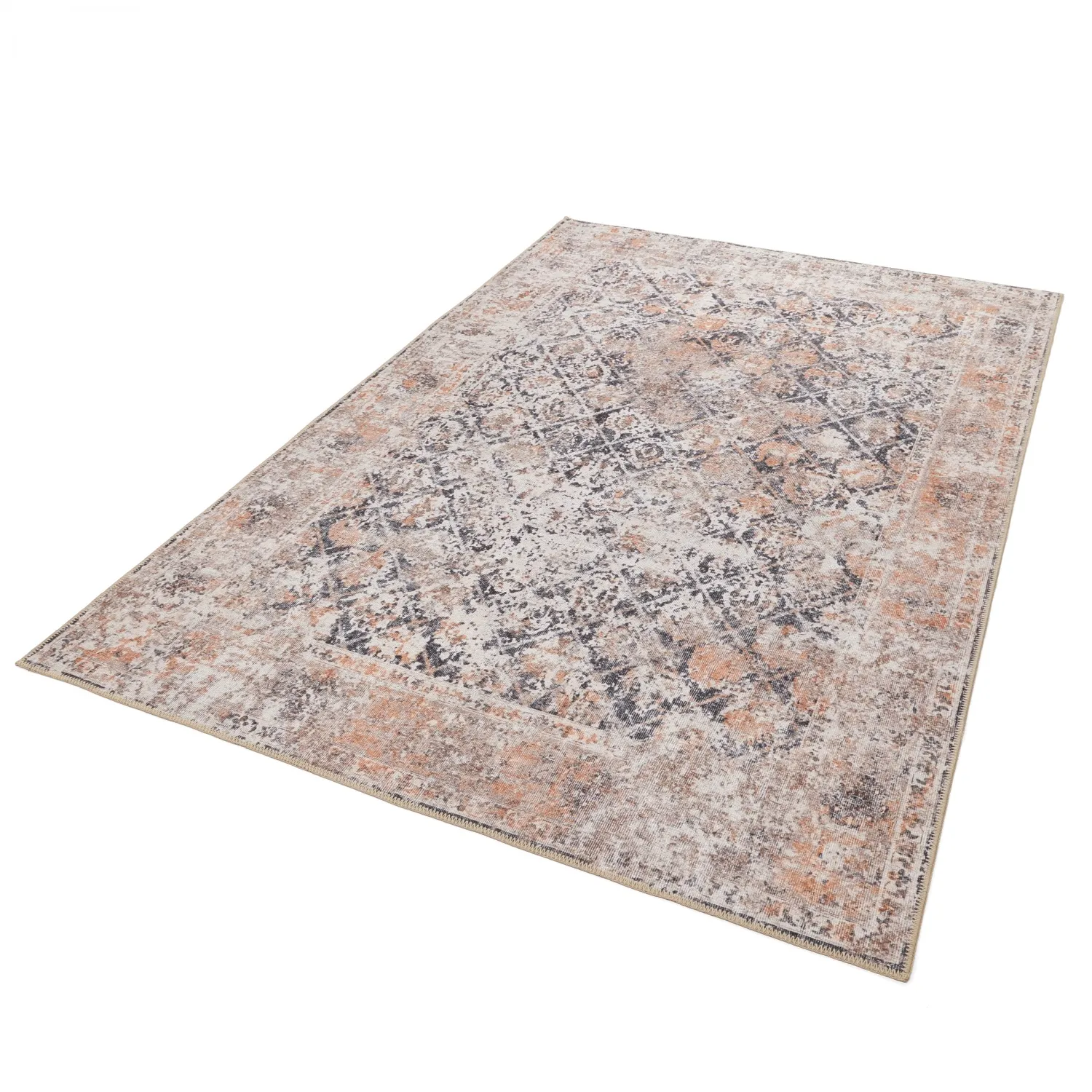 Fladvævet tæppe - Douz (sort/beige)