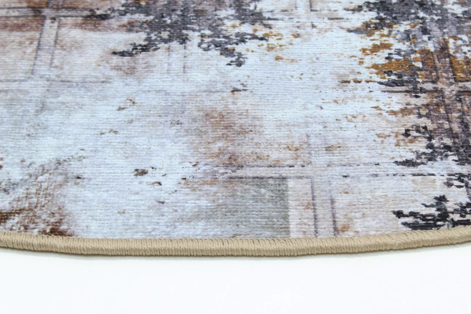 Rundt tæppe - Flores (sort/brun/hvid)