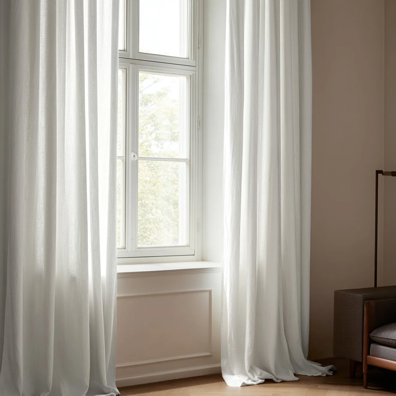 Gardiner - Gardin i hør Luana (hvid)