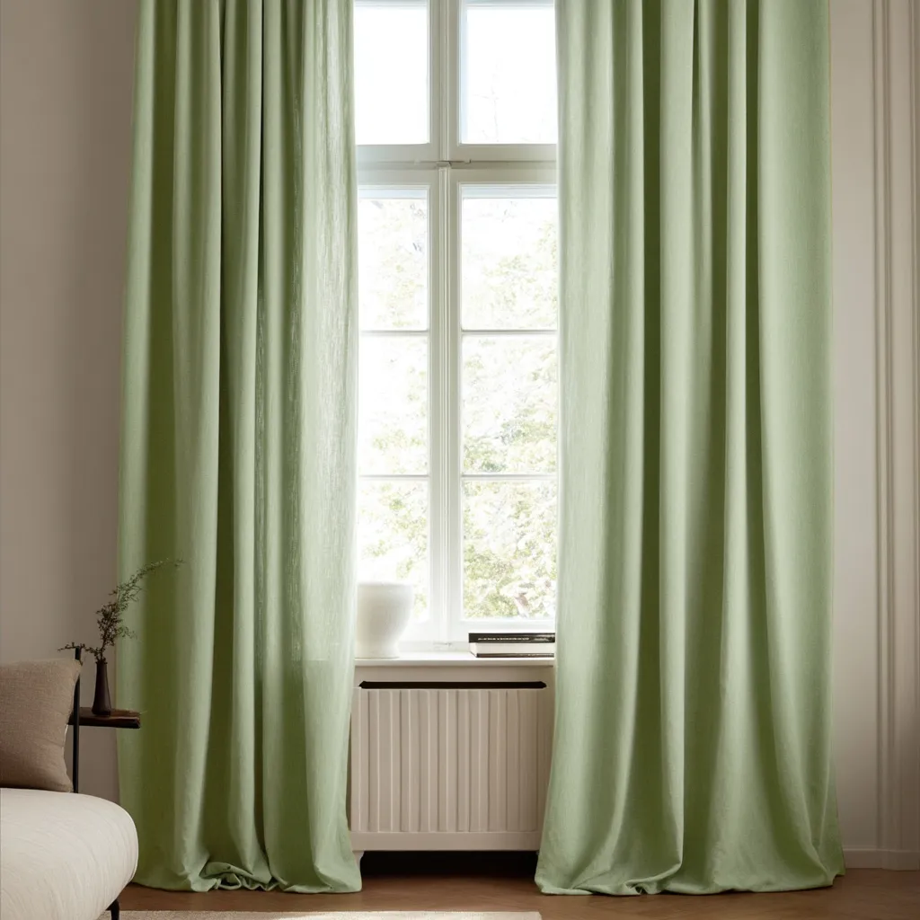 Gardiner - Gardin i hørimitation Andrada (lysegrøn)