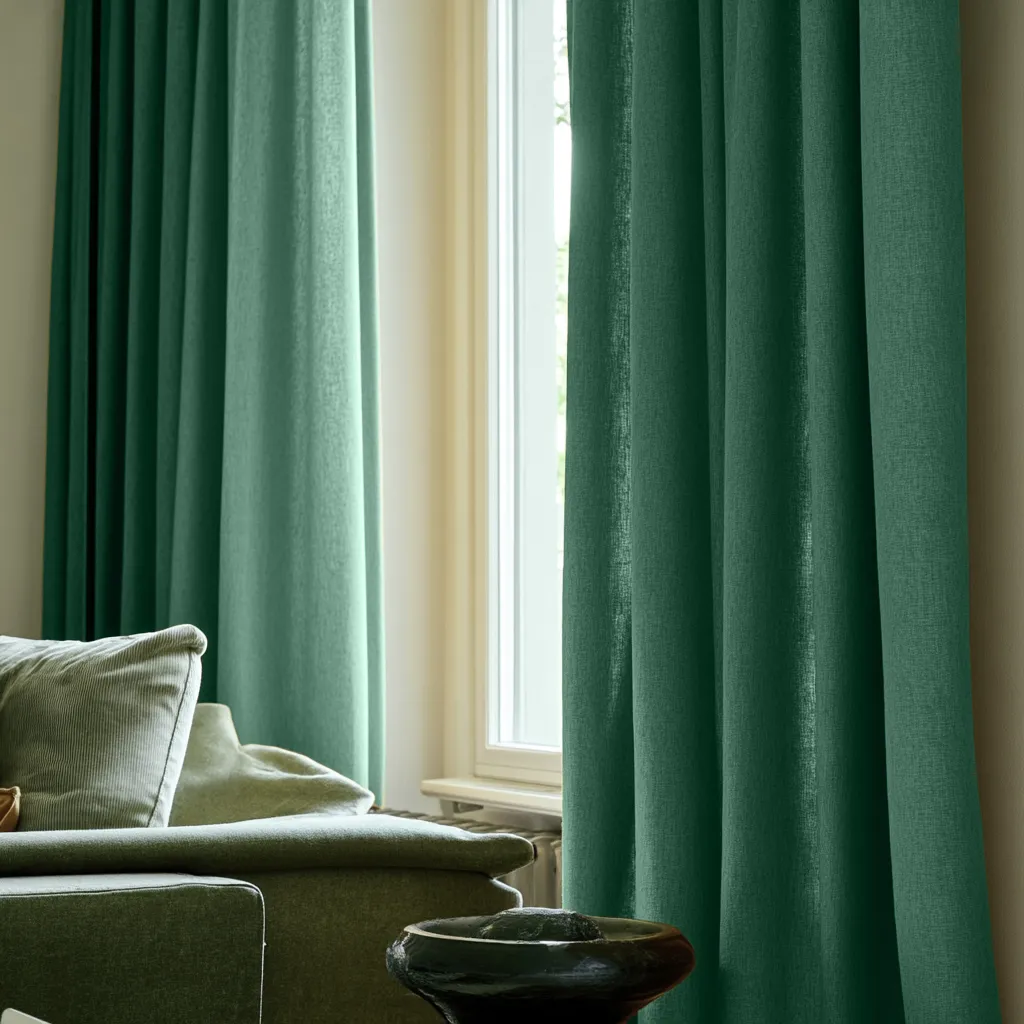 Gardiner - Gardin i hørimitation Andrada (mørkegrøn)