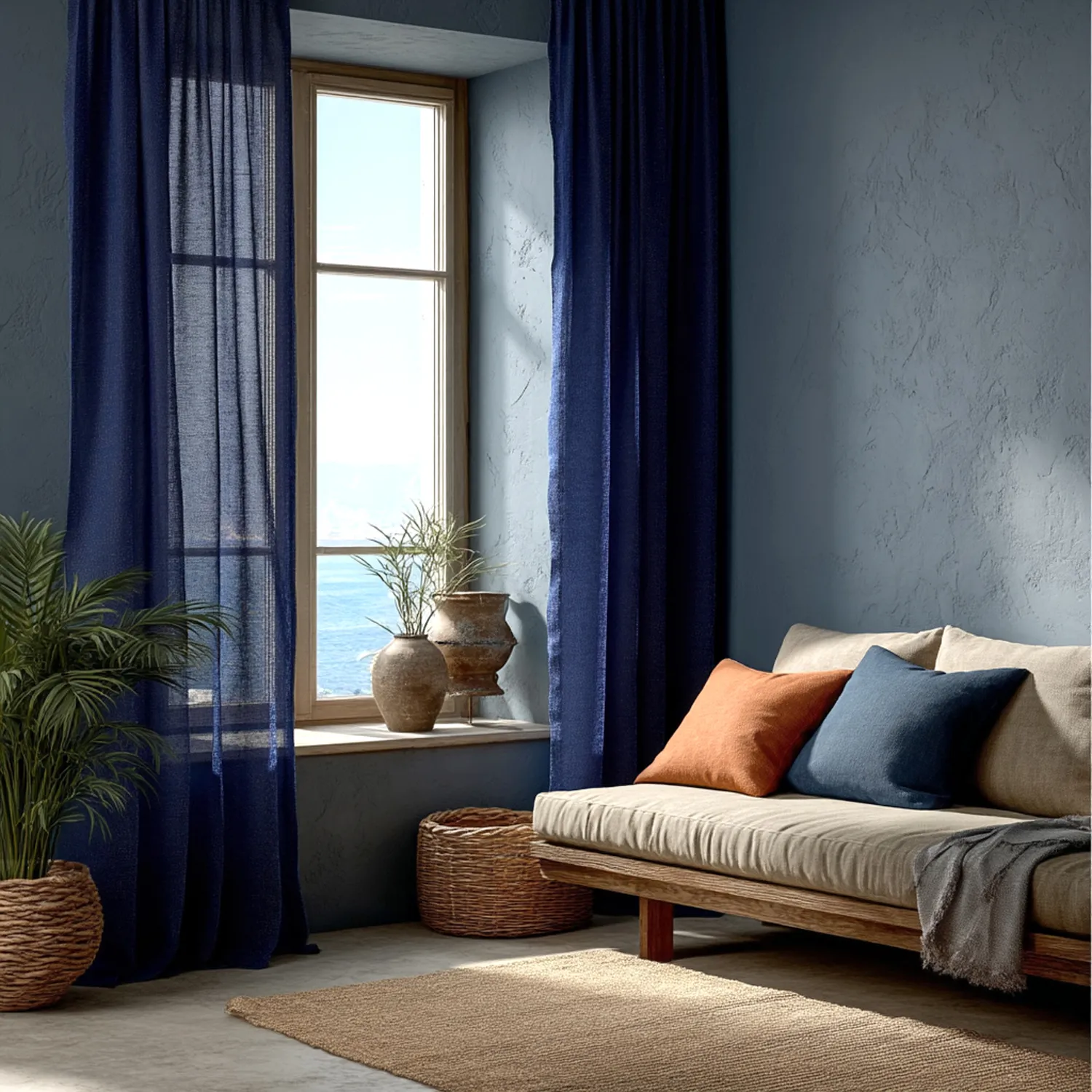 Gardiner - Gardin i hør Cosmina (blå)