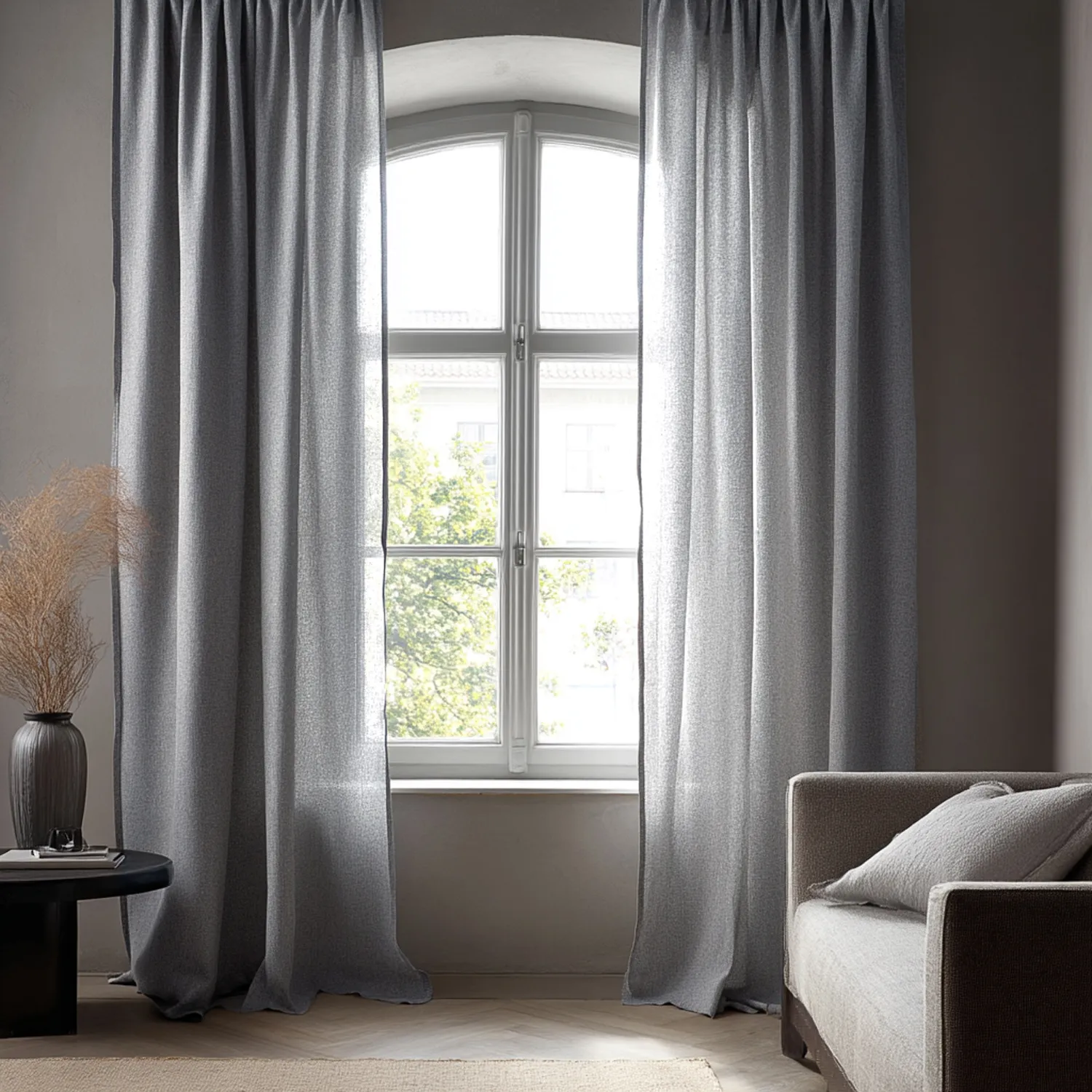 Gardiner - Gardin i hør Cosmina (mørkegrå)