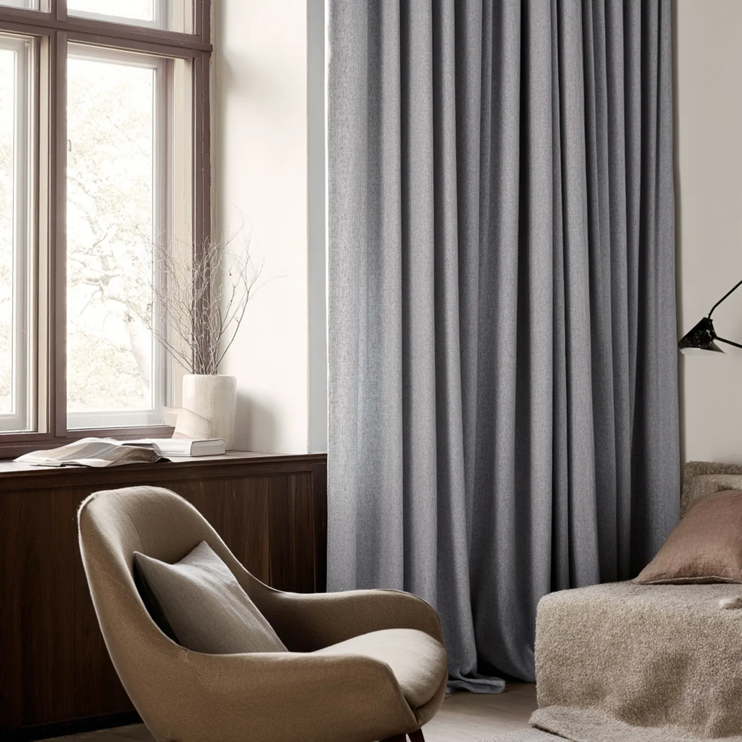 Gardiner - Gardin i hør Melania (lysegrå)