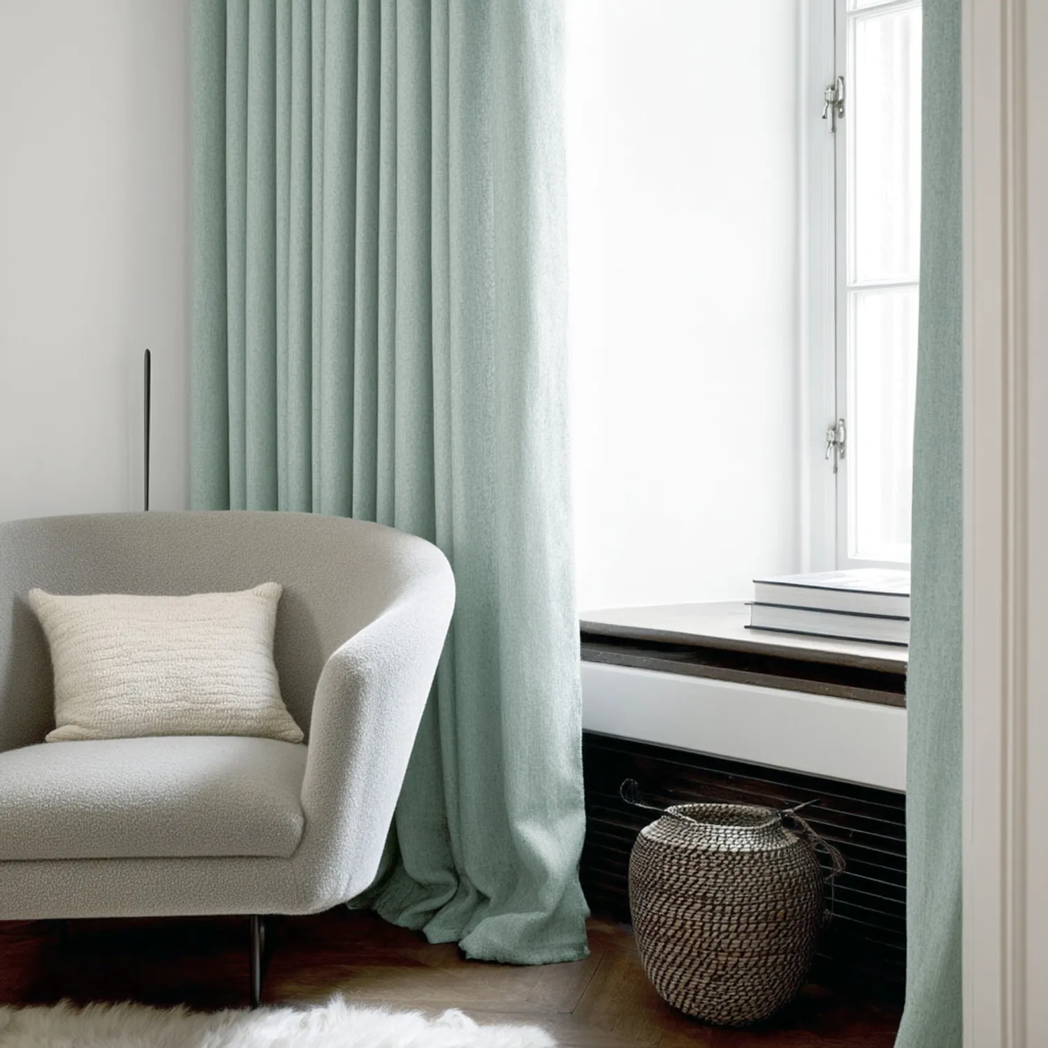 Gardiner - Gardin i hør Melania (lys turkis)