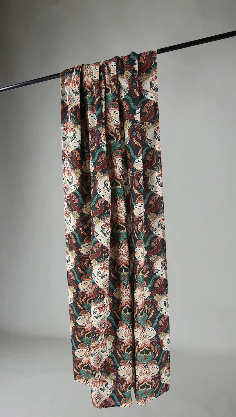 Gardiner - Bomuldsgardin Paula (blå/multi)