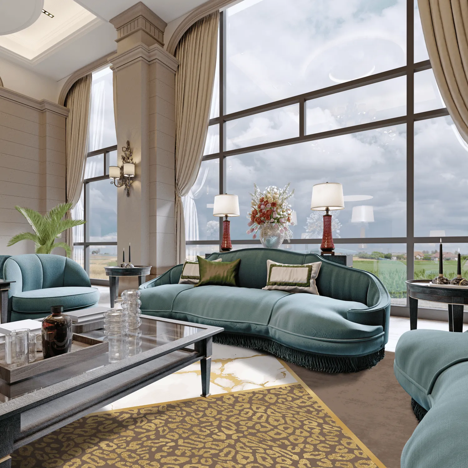 Wilton-tæppe - Granada (brun/hvid/guld)