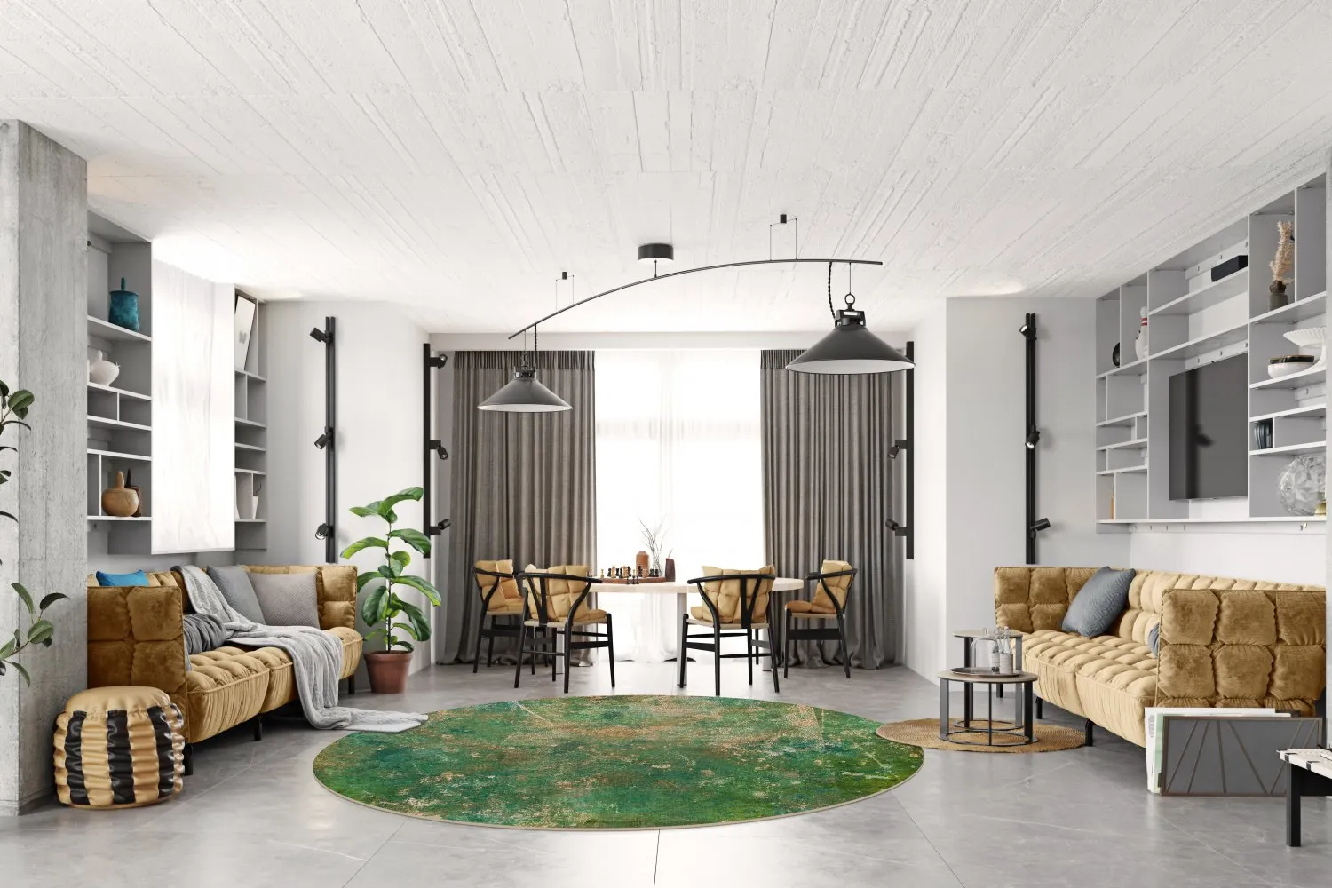 Rundt tæppe - Povoa (grøn)