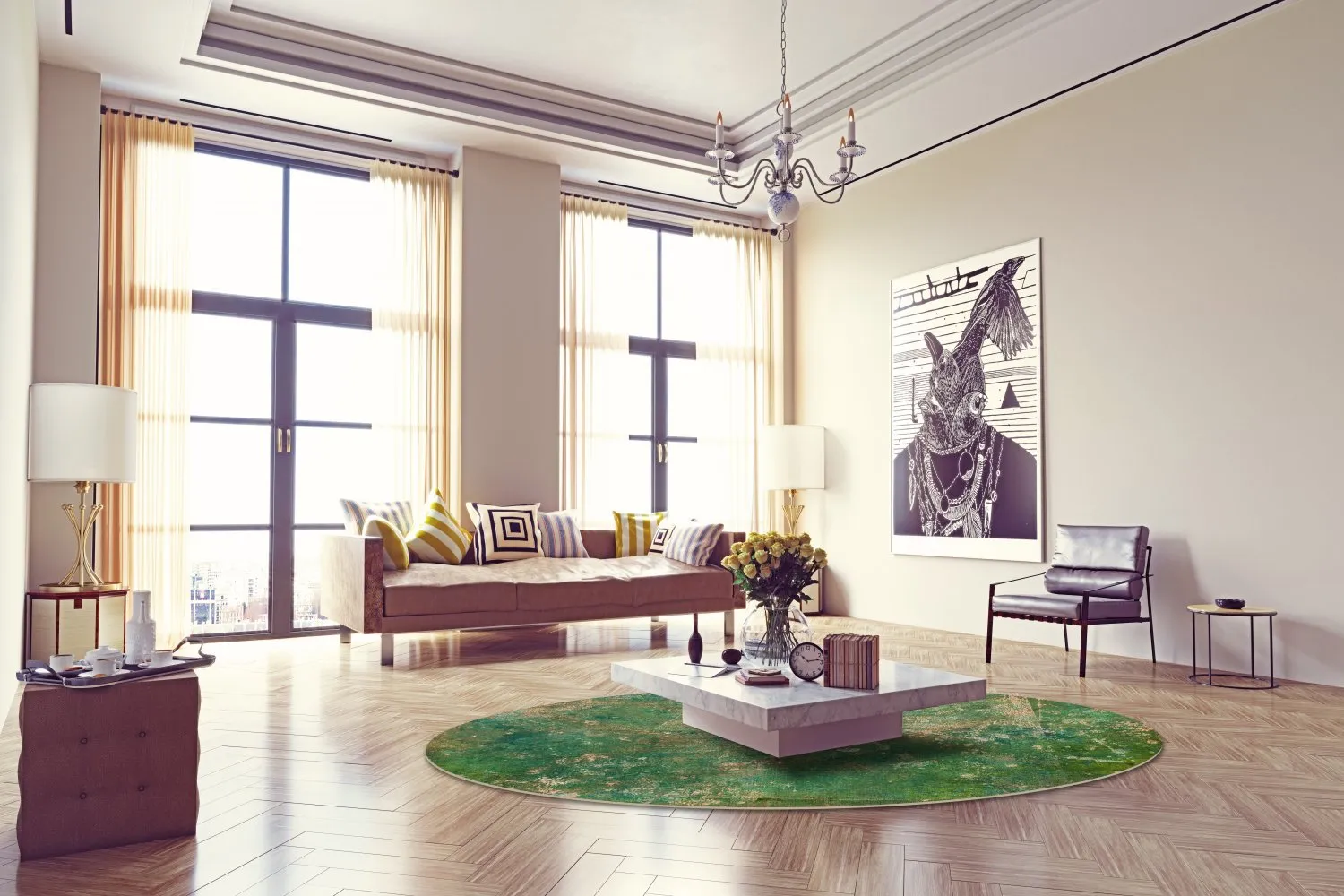 Rundt tæppe - Povoa (grøn)