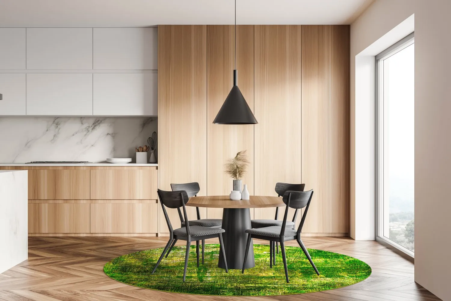 Rundt tæppe - Padron (grøn)