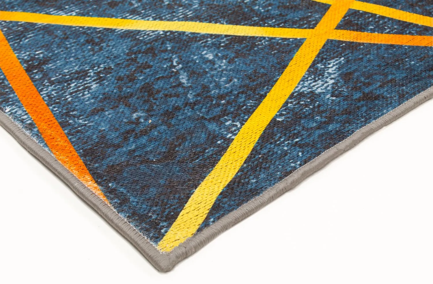 Wilton-tæppe - Zaros (blå/guld)