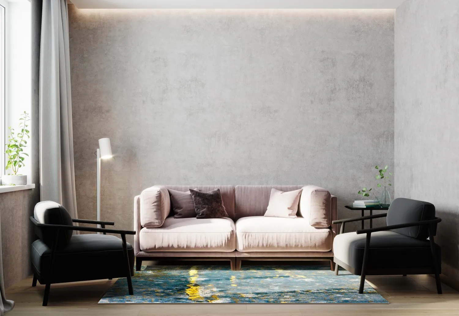 Wilton-tæppe - Mira (gul-blå)