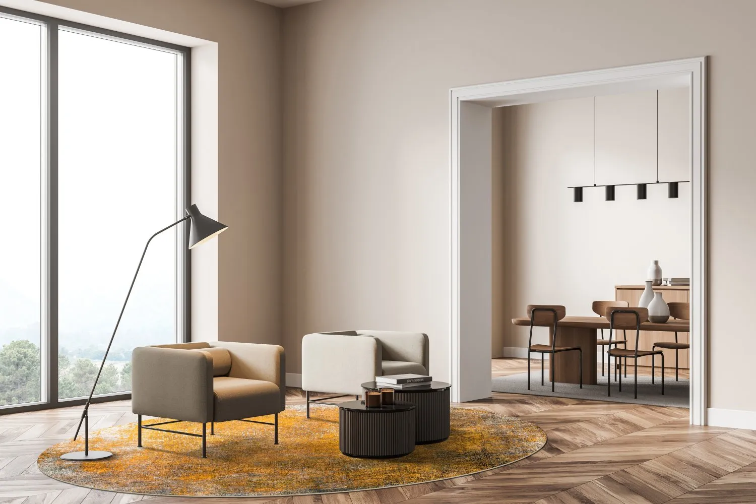 Rundt tæppe - Lalin (gul)