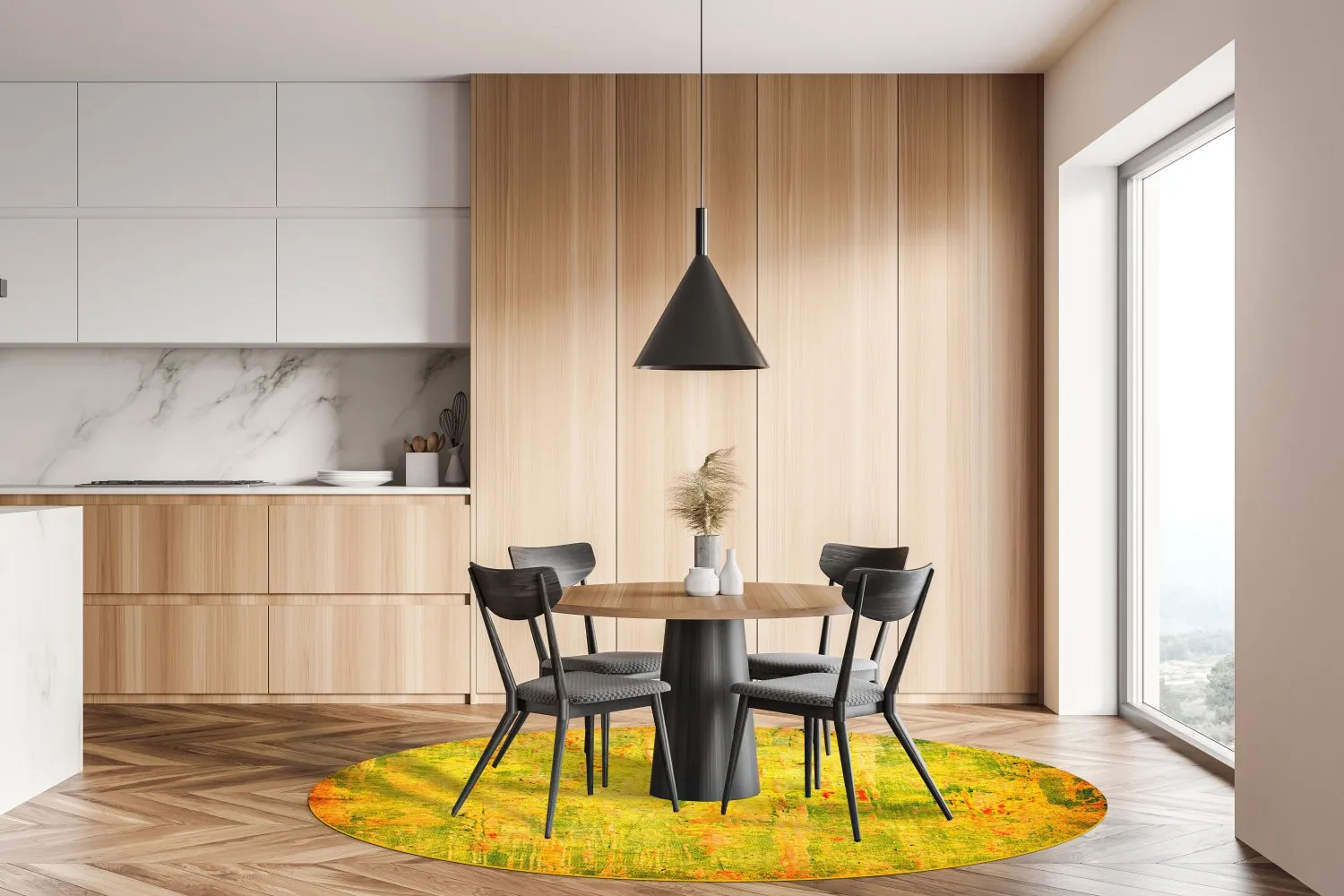 Rundt tæppe - Melide (gul)