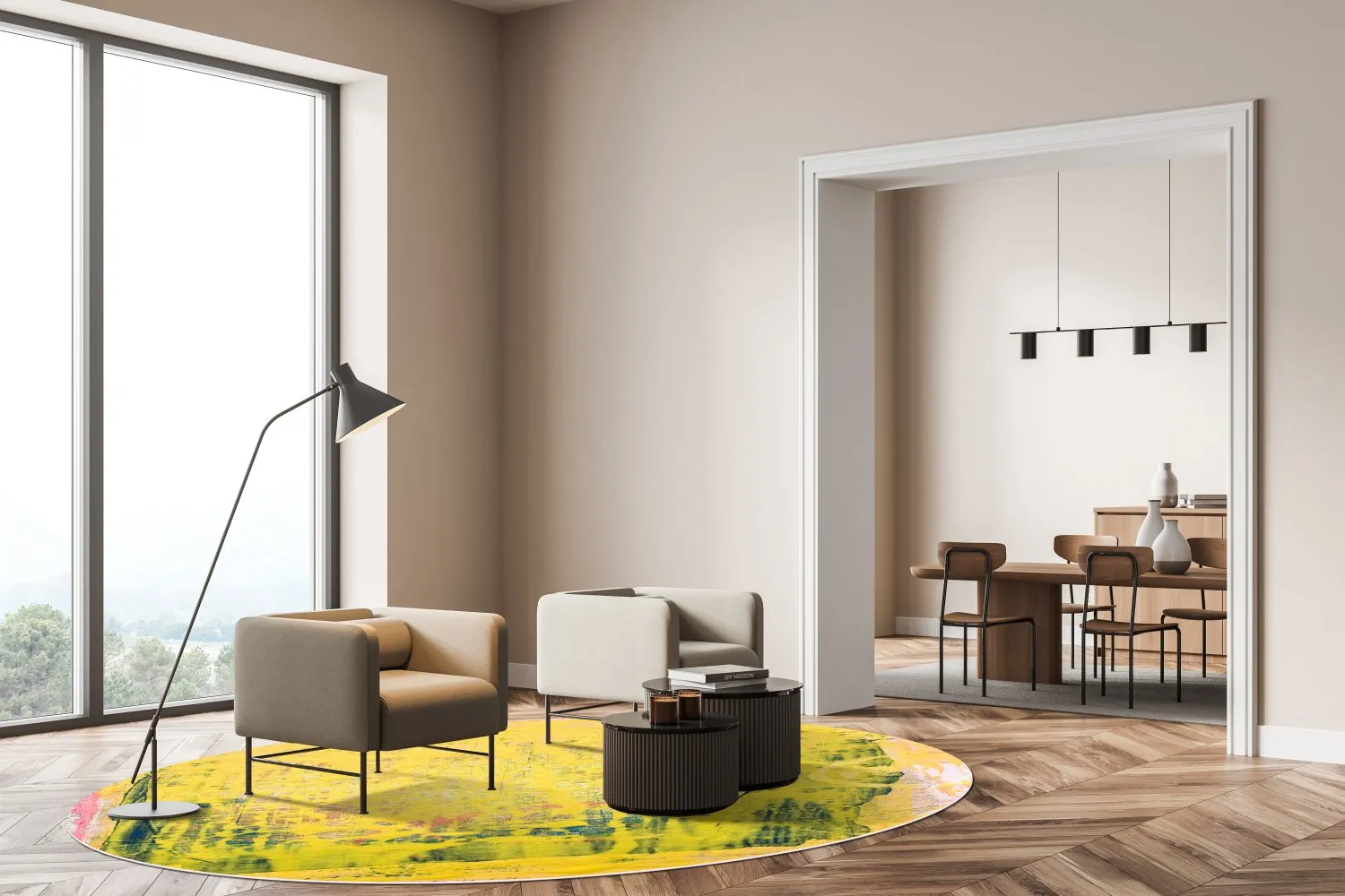 Rundt tæppe - Lemos (gul)