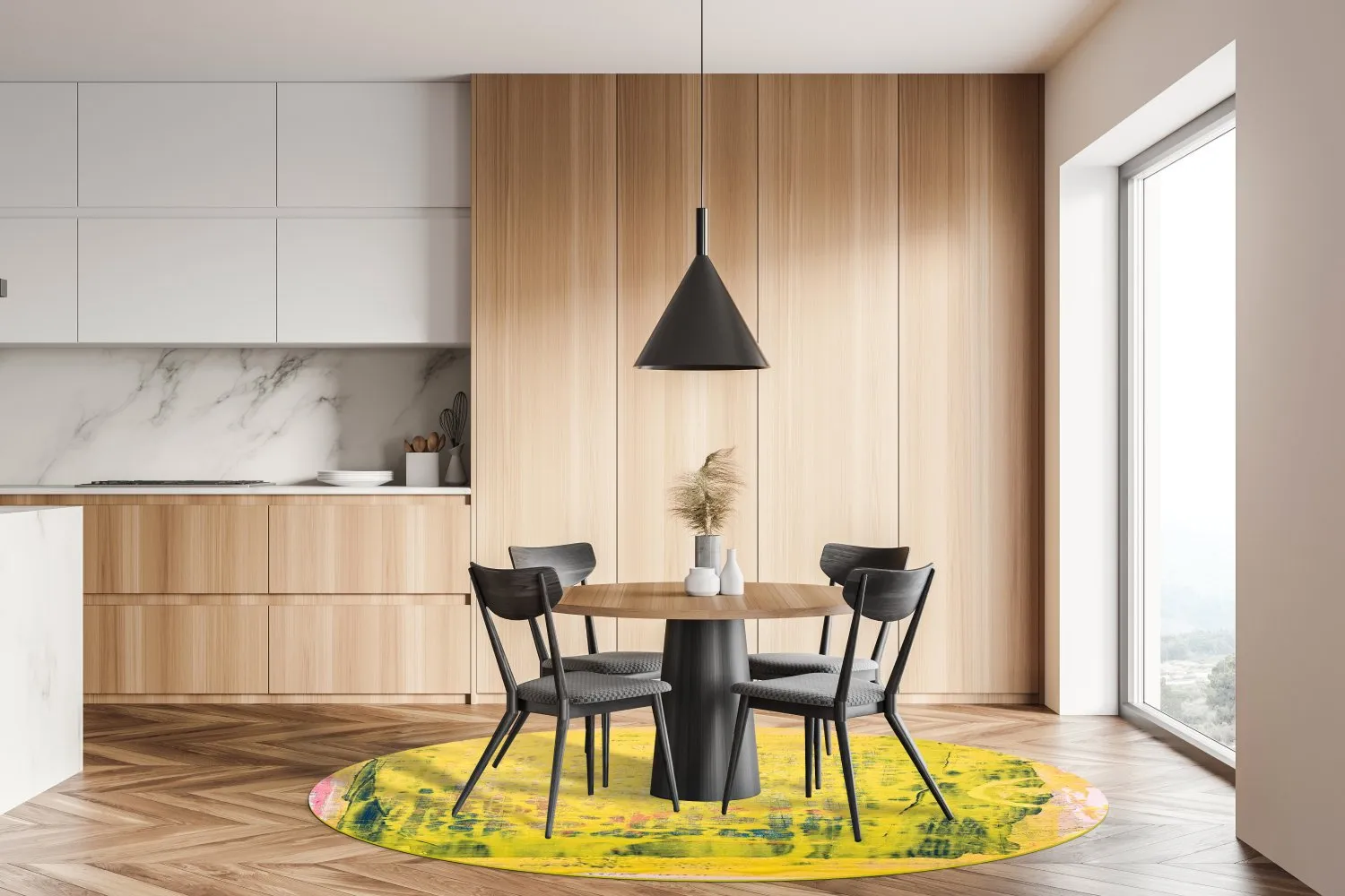 Rundt tæppe - Lemos (gul)