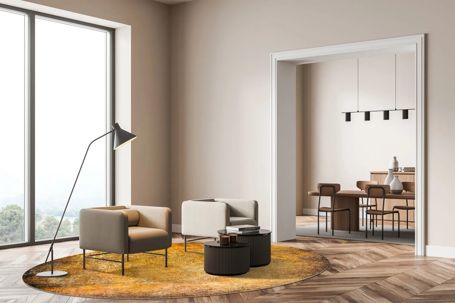 Rundt tæppe - Minde (guld)