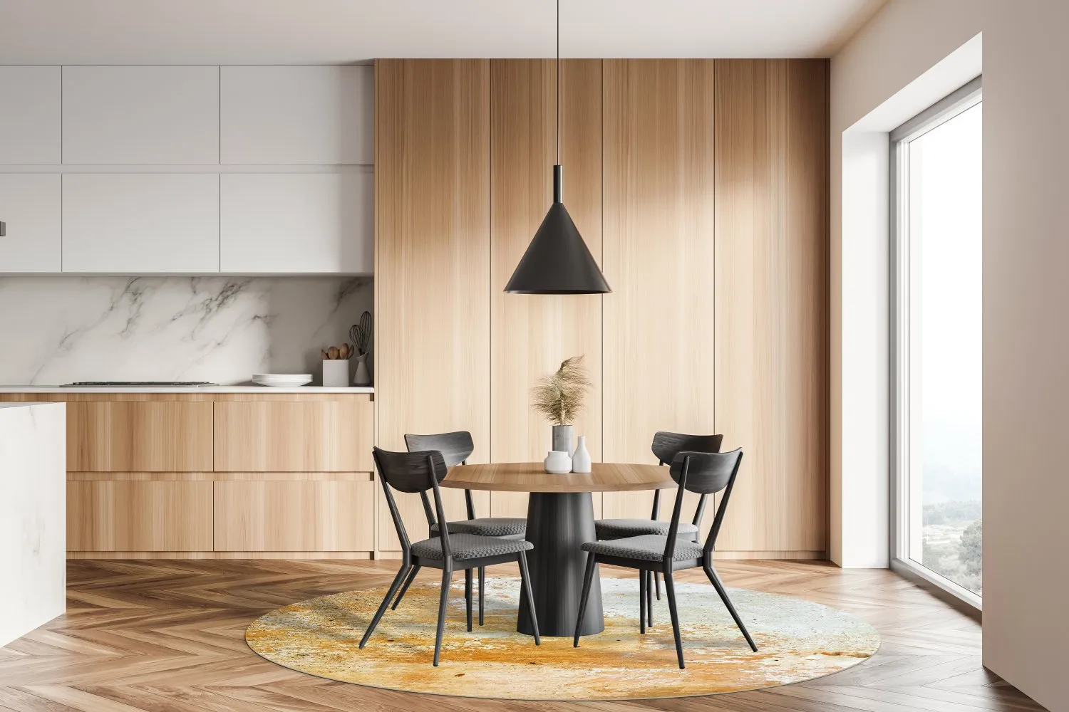 Rundt tæppe - Amadora (guld)