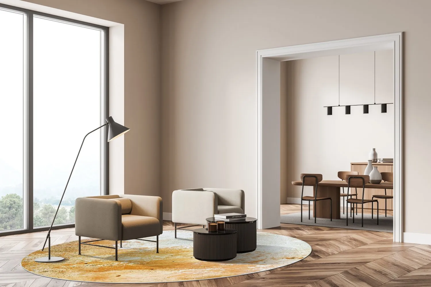 Rundt tæppe - Amadora (guld)