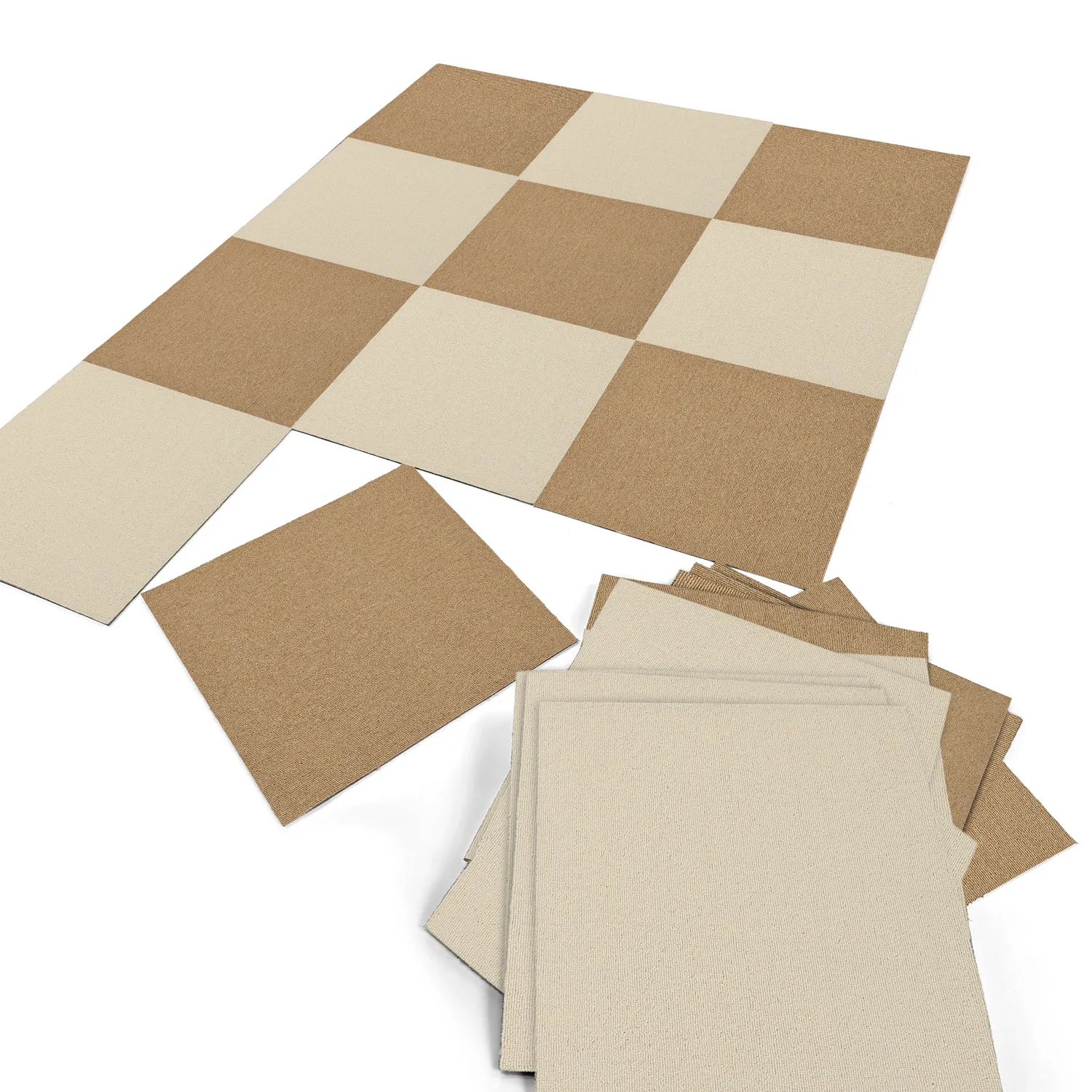 Væg-til-væg-tæppe - Almeria Tæppefliser 24 stk. (beige)