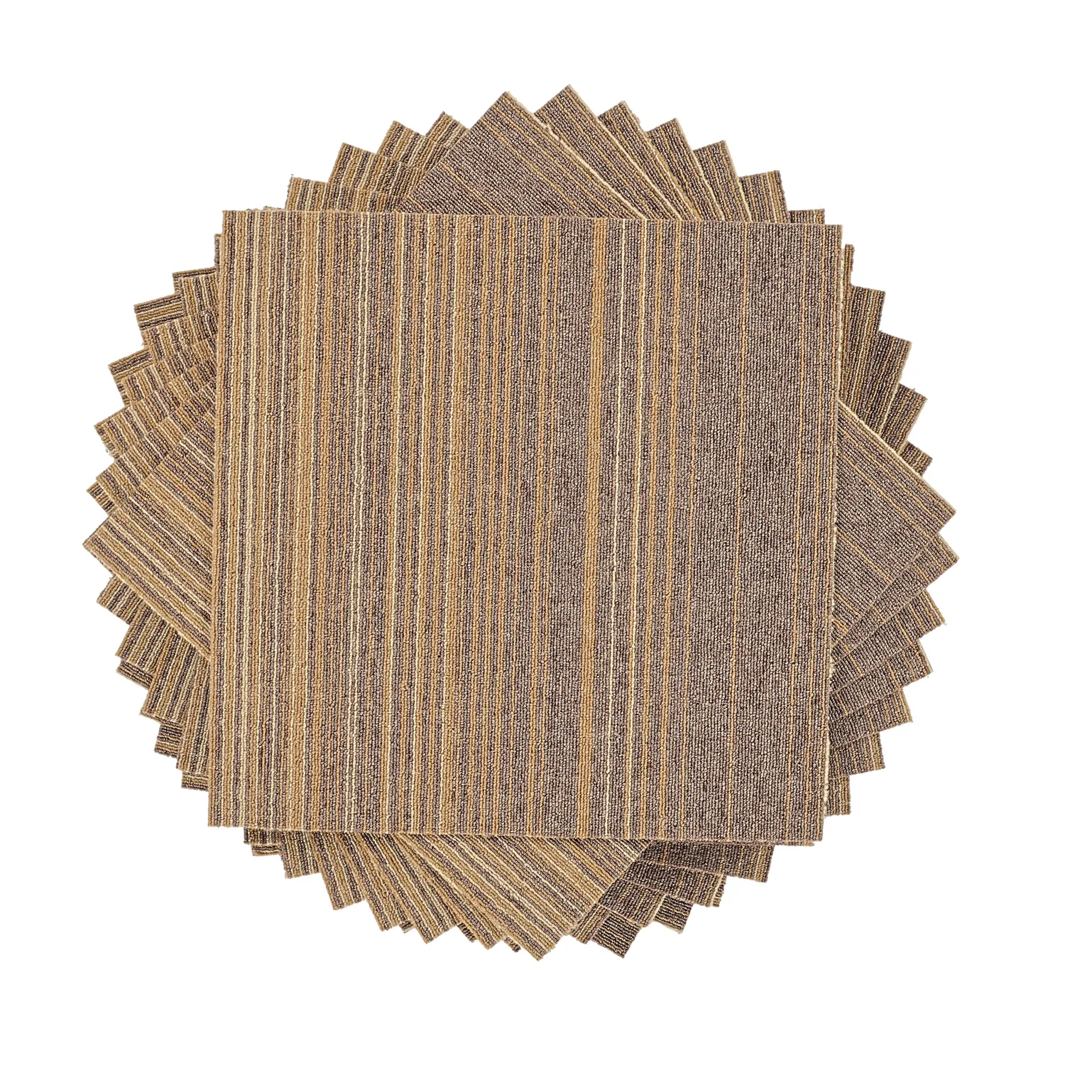 Væg-til-væg-tæppe - Almeria Tæppefliser 24 stk. (uregelmæssigt stribet brun)