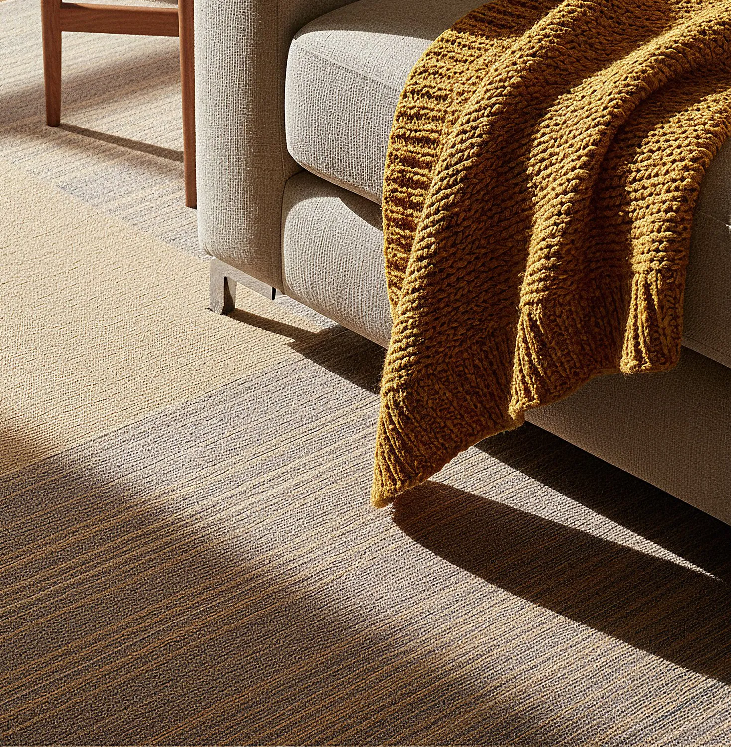 Væg-til-væg-tæppe - Almeria Tæppefliser 24 stk. (uregelmæssigt stribet brun)