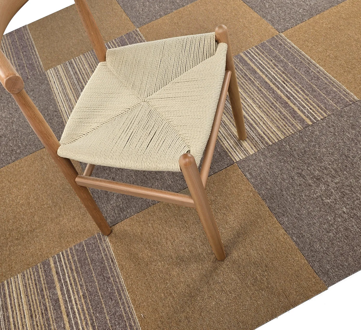 Væg-til-væg-tæppe - Almeria Tæppefliser 24 stk. (uregelmæssigt stribet brun)