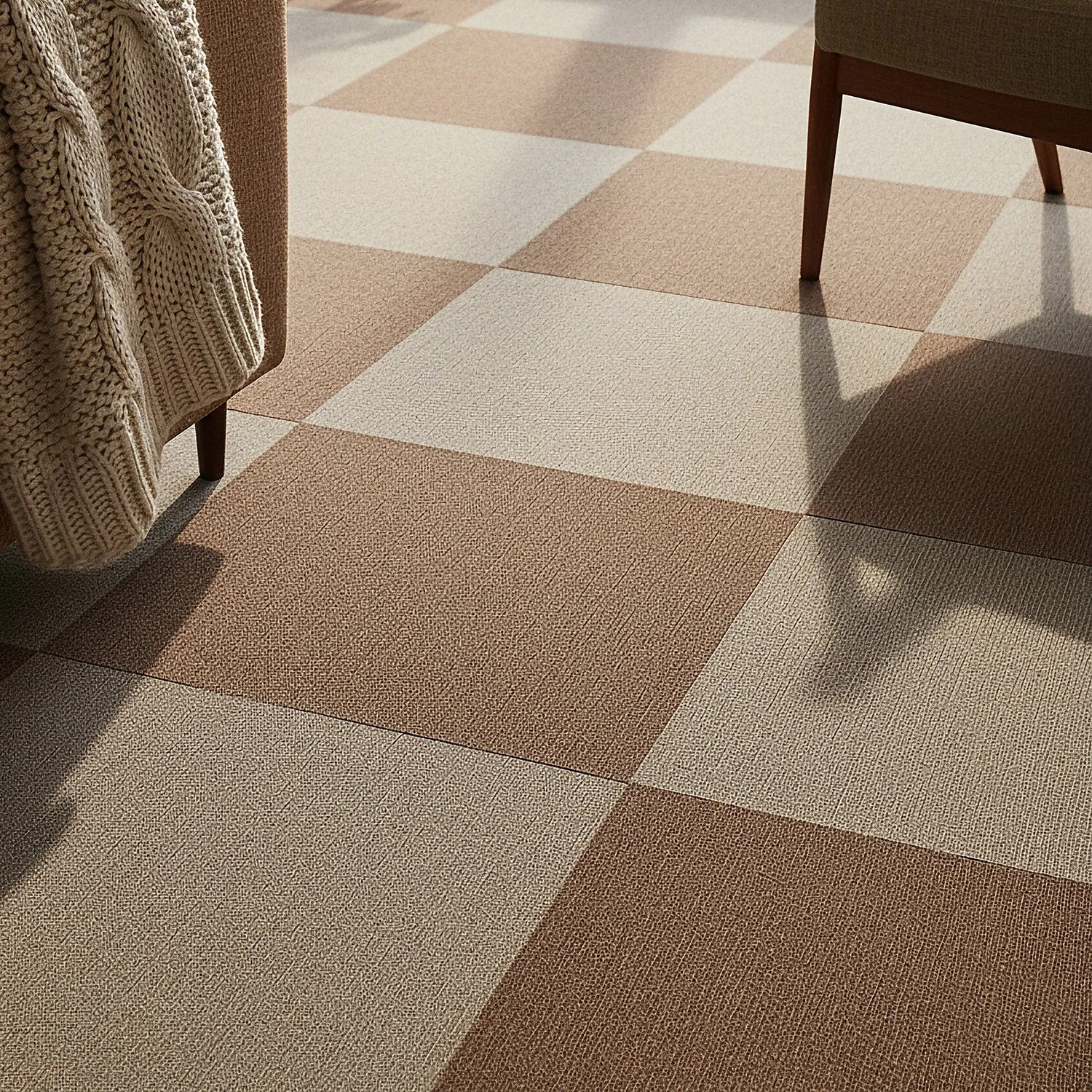 Væg-til-væg-tæppe - Almeria Tæppefliser 24 stk. (brun)