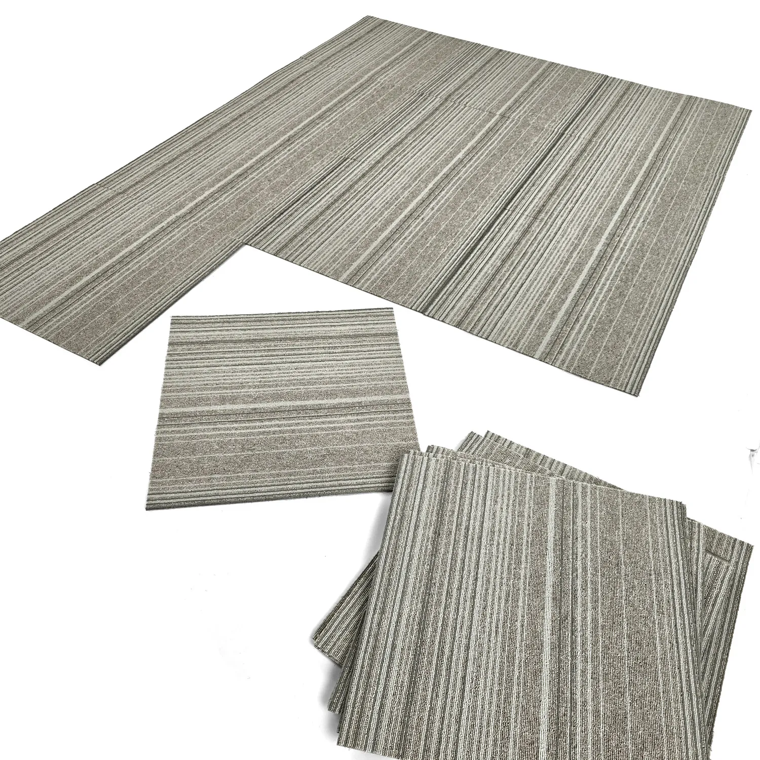 Væg-til-væg-tæppe - Almeria Tæppefliser 24 stk. (uregelmæssigt stribet grå)