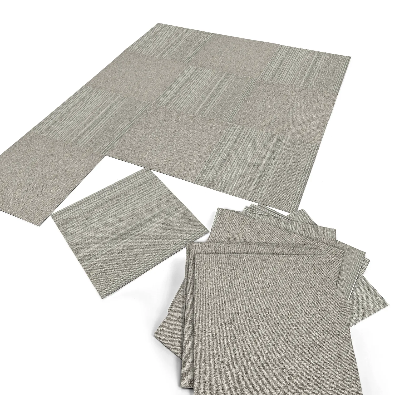 Væg-til-væg-tæppe - Almeria Tæppefliser 24 stk. (uregelmæssigt stribet grå)