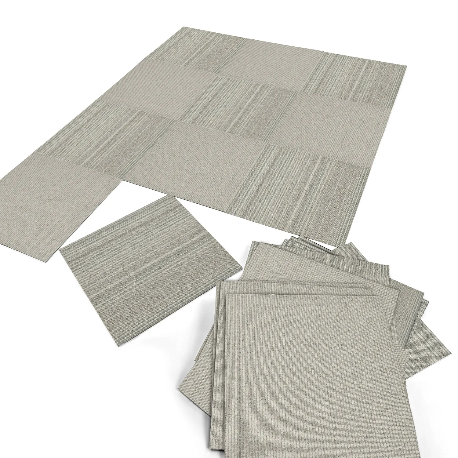 Væg-til-væg-tæppe - Almeria Tæppefliser 24 stk. (stribet grå)