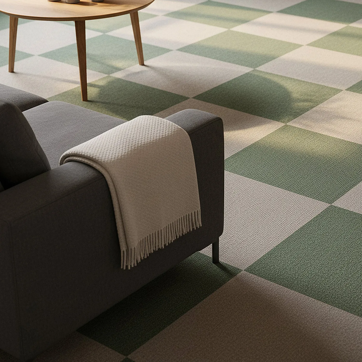 Væg-til-væg-tæppe - Almeria Tæppefliser 24 stk. (grøn)