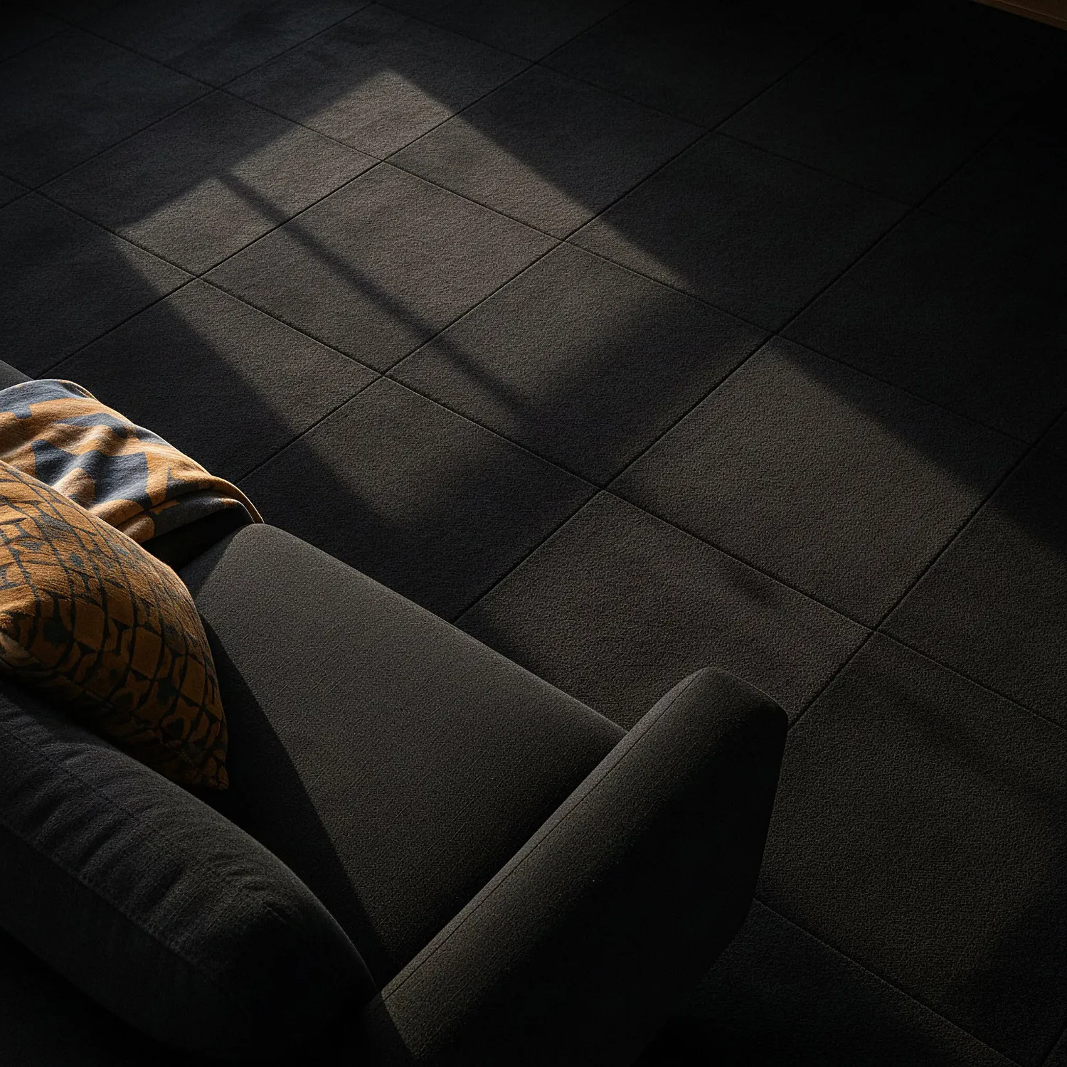 Væg-til-væg-tæppe - Almeria Tæppefliser 24 stk. (sort)