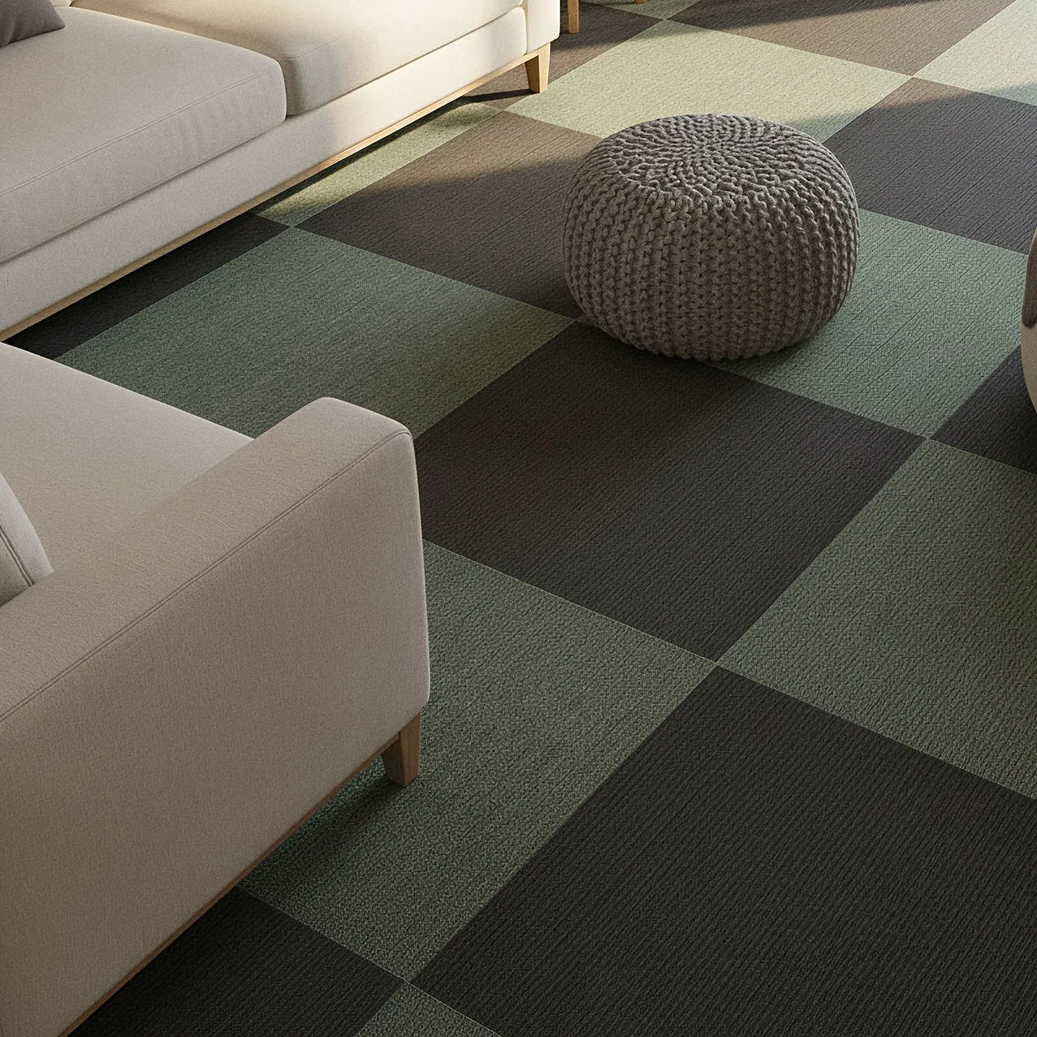 Væg-til-væg-tæppe - Almeria Tæppefliser 24 stk. (sort)