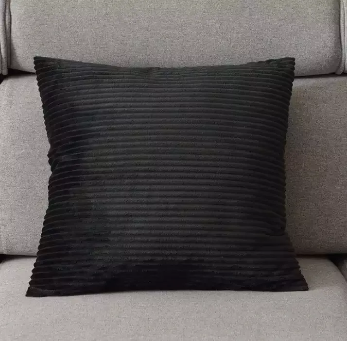 Pudebetræk - Striped Velvet 50 x 50 cm (sort)