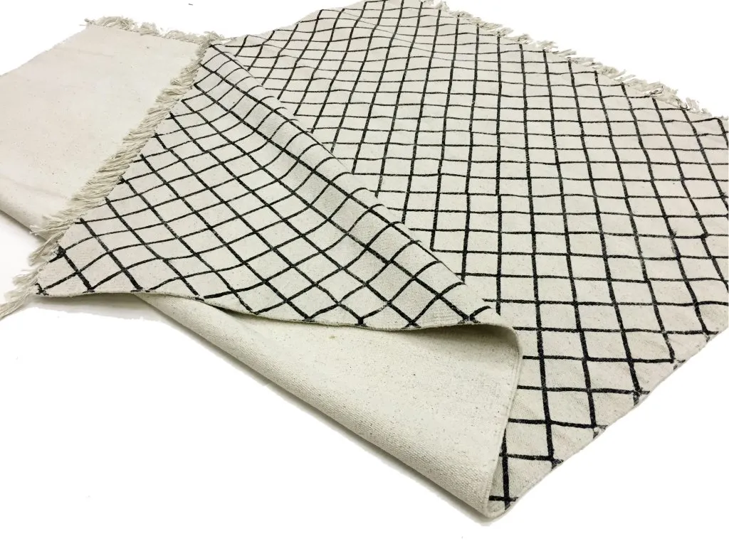 Kludetæppe - Agadir (sort/hvid)