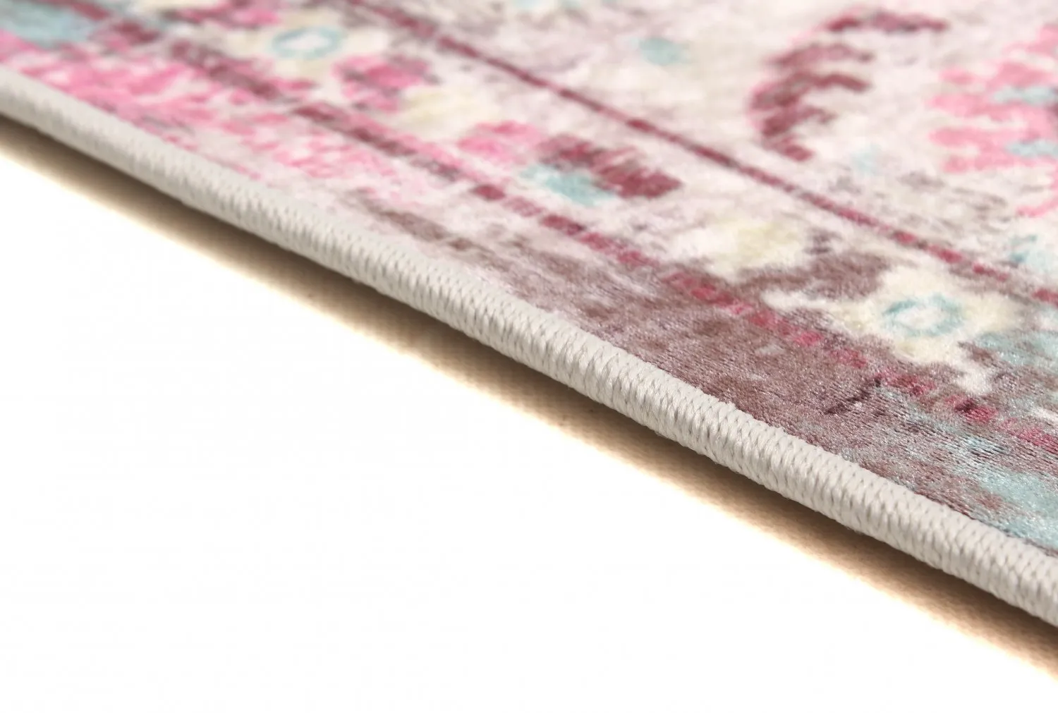 Rundt tæppe - Jedaida (rosa/multi)