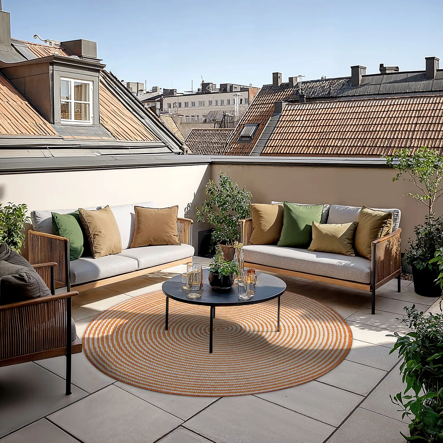 Rundt tæppe - Ferragudo (orange)