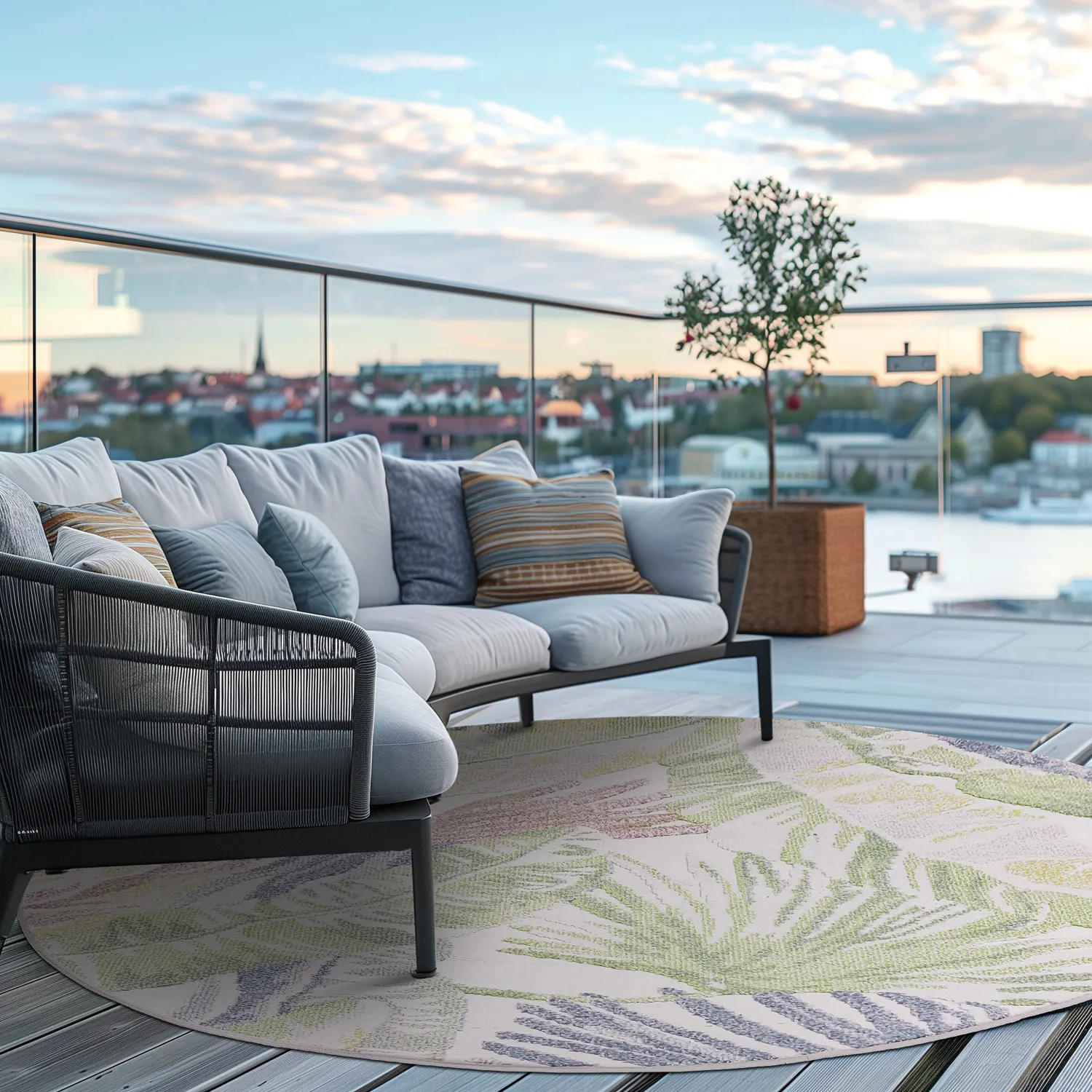 Runde tæpper - Indoor/Outdoor Havana (cream/multi)