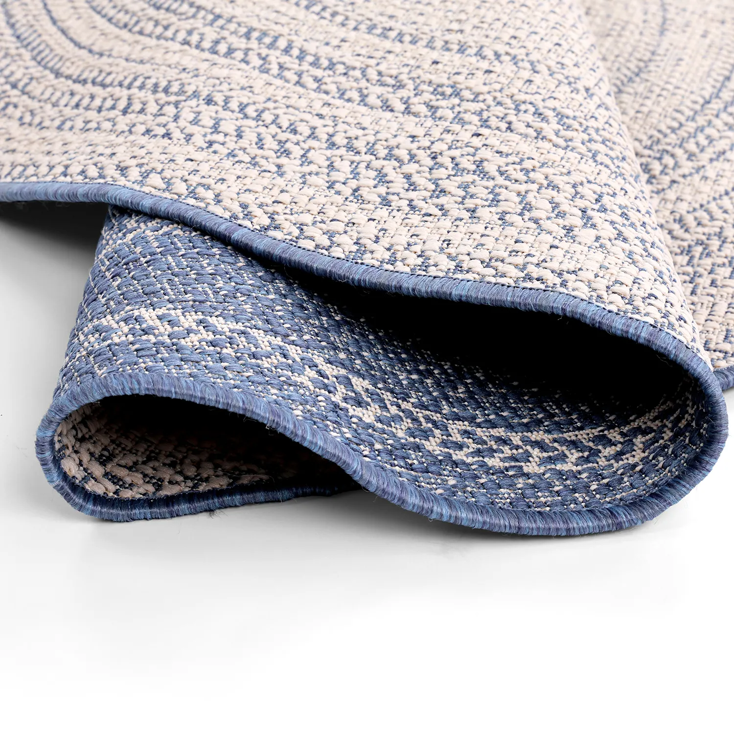 Rundt tæppe - Indoor/Outdoor Angus (blå)