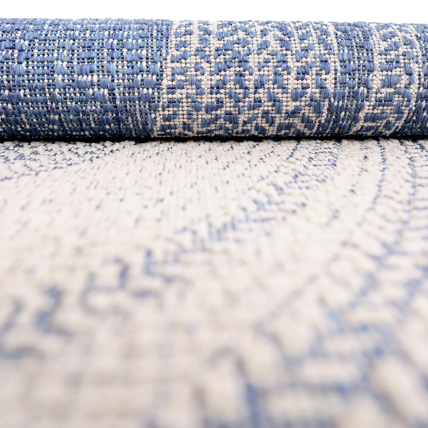 Rundt tæppe - Indoor/Outdoor Angus (blå)