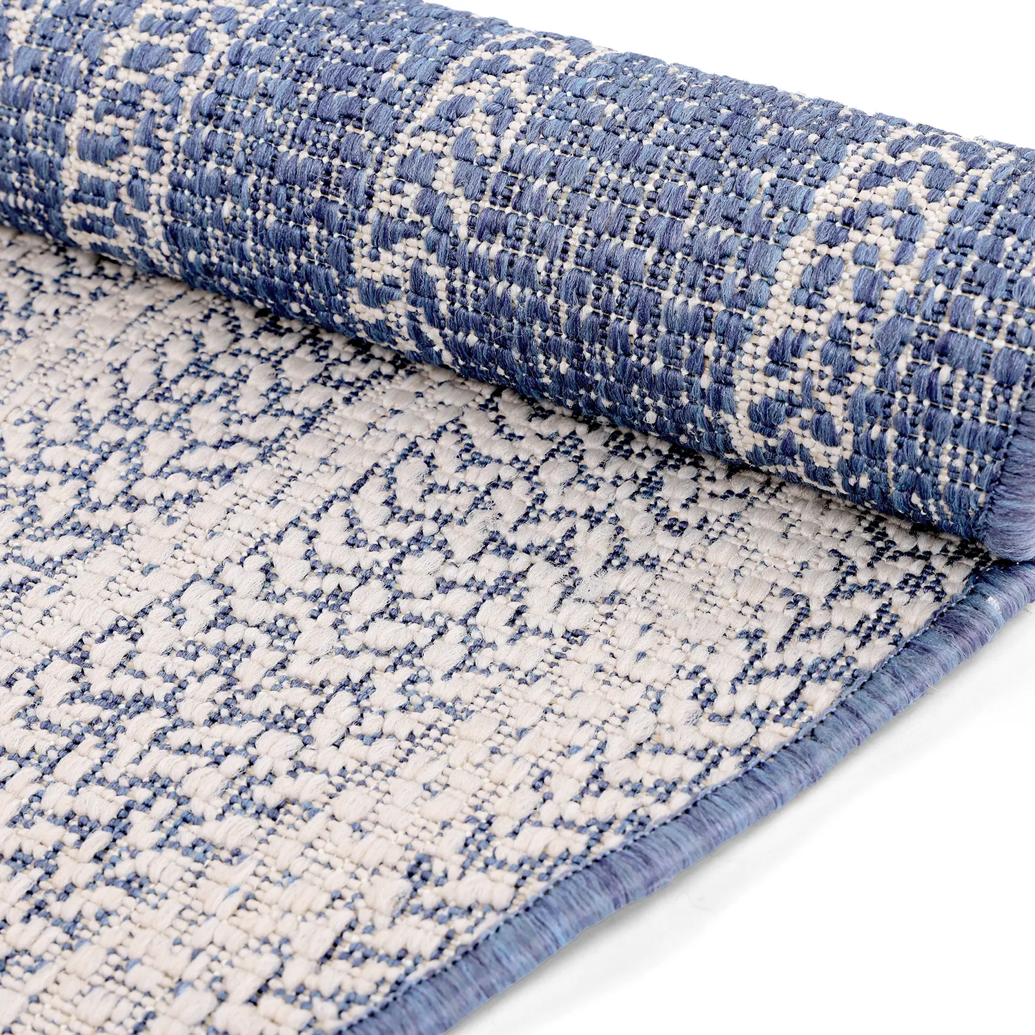 Rundt tæppe - Indoor/Outdoor Angus (blå)