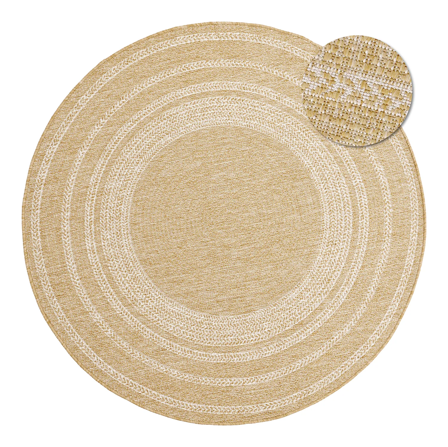 Rundt tæppe - Indoor/Outdoor Angus (natur)